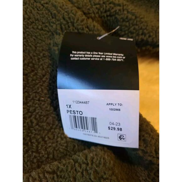 Lee Plus Size Fleece V Neck Cardigan Size 1x Green - Picture 4 of 8